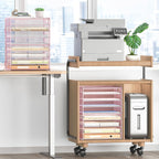 Subekyu 9 Tier Paper Letter File Tray Organizer for Desk, Pink Large Mesh Desk Folder Sorter Organizer with Handle, Include 6 Pcs Adjustable Height Slid Tray for Office Home School Supplies Storage