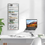 EasyPAG 14 Tier Wall File Holder with Flat Tray, Silver | Easy Assemble Mesh Desk File Organizer | 13-Folder Paper Storage | Replaceable Classify Labels | Space Saving Mail Organizer for Office Home