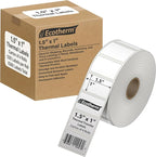 1.5" x 1" Thermal Labels | 4 Rolls | 5300 Labels | fits Zebra, Godex, Arkscan, iDPRT, Offnova Thermal Label Printers and More | Blank White Adhesive Stickers by Ecotherm