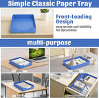 Letter-Size Tray Desk Letter Tray Paper Tray, Sturdy Heavy-Duty Plastic Printer Paper Tray, Single-Tier Stackable File Storage Organizer for Office Home (1, Blue)