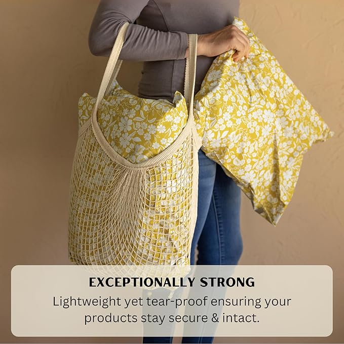 Poly Mailers 14.5x19 Inch 50 Pack Extra-Large Shipping Bags Strong Thick Mailing Envelopes Self Sealing Adhesive Waterproof & Tear Proof | Small Business Packaging for Clothing - Floral Mustard Yellow