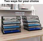Natwind 4-Tier Stackable Paper Tray, Metal Mesh Desktop Organizer, A4 Desk Organizer, Stackable Letter Trays,File Folder Sorter Organizer with Sliding Tray for Home, Office, School (Black)
