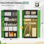 Greenvelly Metal Garage Storage Cabinet, 72" Tall Steel Storage Cabinets with Doors and Adjustable Shelves, Metal Tool Cabinets, Locking File Cabinet for Home Office, Garage, School (Black&Green)