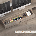 SEDETA Farmhouse 63" Executive Desk, Wood Computer Desk with Drawers and Storage Cabinet, Home Office Desk with File Drawer and Monitor Stand, Wood Desk for Work Study Writing, Grey