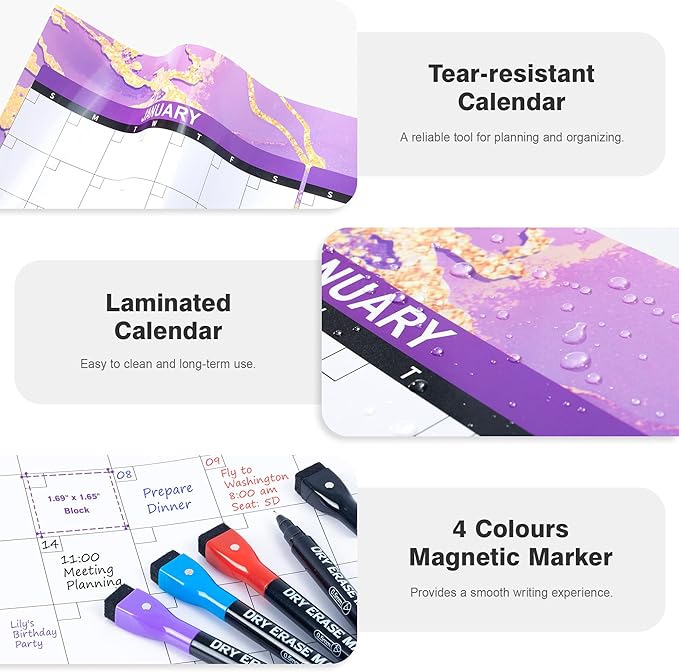 Ospelelf Undated Large Dry Erase Wall Calendar 12 Month, 2025 Laminated Calendar 36.6'' x 48'' Yearly Monthly Family Calendar, Jan to Dec