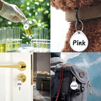 1.57 Inch Plastic Key Tags Round White Item Identifiers with Blank Paper Label Stickers and Pen, Metal Split Ring Tags Ideal for Home,Office and Rental Management Use,100 Pack