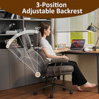 Faux Leather Executive Office Chair - Big and Tall Ergonomic Home Office Chair,Reclining Computer Desk Chairs with Lumbar Support,Adjustable Task Swivel Rolling PC with Wheels,Grey,Suede