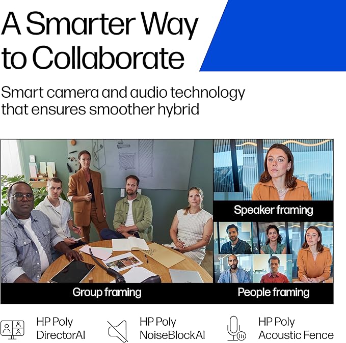 Poly Studio V12 – USB Video Bar for Small Rooms - 4K 20MP Camera, AI-Enhanced Audio, Noise Cancellation, Poly Lens Management - Microsoft Teams, Zoom & Google Meet Compatible - Thoughtfully Made