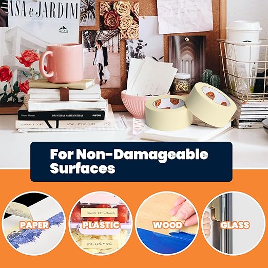 General Purpose Masking Tape 0.7 Inches x 60 Yards, Beige White Painters Tape for Painting, Labeling, DIY Arts Crafts, Home Office School Projects, 10 Rolls