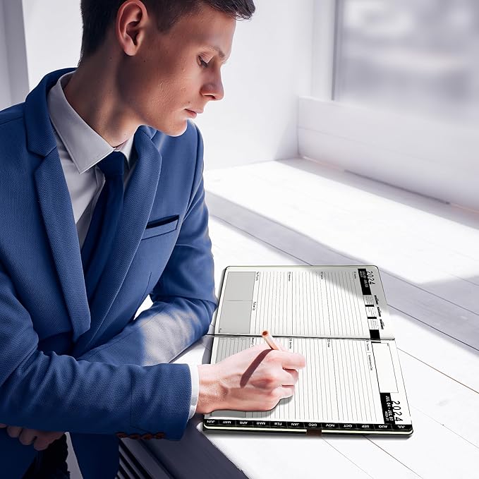 Ensight 2025-2026 HARDCOVER Leather Planner Weekly & Monthly - 8.5x11 Inches - Academic Planner Business Personal or Student - Pen Holder, Thick Paper, July 2025 - June 2026 (Green)