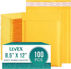 Levex - #2 8.5" x 12 [100 Pack) Kraft Bubble Mailers, Padded Envelope Mailers, Packing Envelope & Mailing Bags for Shipping