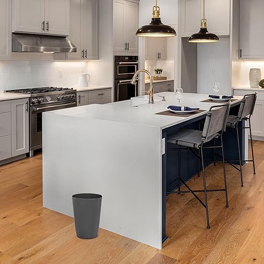 HOLDN’ STORAGE Small Trash Can - Set of 2 Open Top Waste Bin of 1.58 Gallon, Compact Waste Can Perfect for Bathroom, Kitchen, Office, Dorm - Durable Garbage Can - Gray