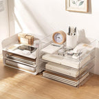 Desk Organizer Stackable Desk Paper Letter Tray Organizer Office Desktop File Paper Holder Book Storage Organization Rack (Clear, 4 x Standard Entry)