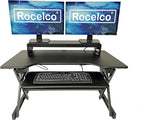 Rocelco 40" Large Height Adjustable Standing Desk Converter with Dual Monitor Stand BUNDLE - Quick Sit Stand Up Computer Workstation Riser - Retractable Keyboard Tray - Black (R DADRB-40-DMS)