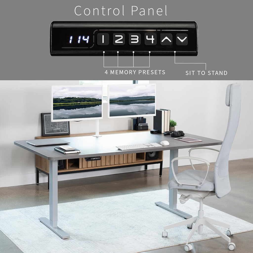 VIVO Electric 71 x 36 in Standing Desk, Memory Height Adjustment, 1B Series, Dark Gray Top Gray Frame, DESK-KIT-1G7G-36