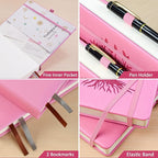 ZXHQ A5 Bullet Dotted Journal Notebook for Women -150gsm Thick Paper, 256 Pages, Dot Grid Hardcover, Tree of Life Design, Fine Inner Pocket - 5.9" × 8.5" Pink