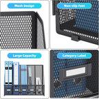 Marbrasse Desk File Organizer with 5 Vertical Compartments Mesh Magazine File Holder for Office, Home, School