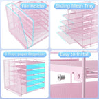 gianotter Desk Organizers and Accessories, 6-Tier Paper Organizer with Magazine rack, File Organizer for Desk, Desk Organizers for Women, Pink Office Decor (Pink)