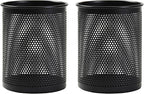 Comix Pen Holder Desk Organizer, Wire Mesh Pencil Cup with Foam Pad and Non-Slip Bottom Office Supplies Desk Accessories for Home Office School, 2 Packs