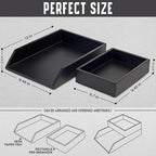 Demigo Desk Organizer Letter Tray Set of 2, Acacia Wood Tabletop Desktop for Storage Paper Letter Folders Notebooks Copy Print, Workspace Holder, Keep Stationery Saver (Black)