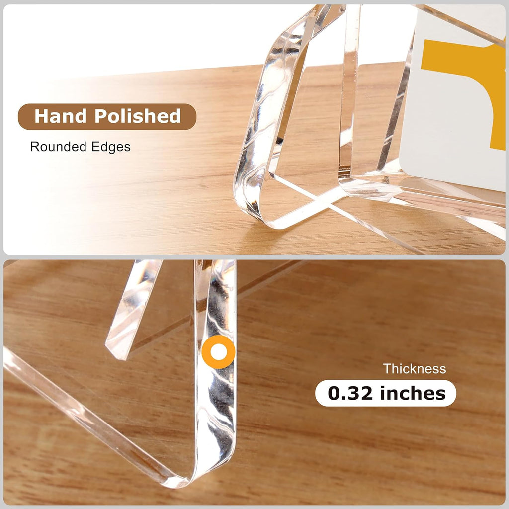 SANRUI Acrylic Business Card Holder for Desk, 3 Tier Clear Tilt Business Name Card Display Holders Stand Storage Organizer Fits 180 Business Cards (Horizontal, 3-Slot)