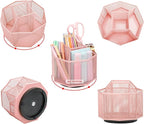 Exerz Desk Organiser/Mesh Desk Tidy Candy/Pen Holder/Multifunctional Organiser 360 Rotating