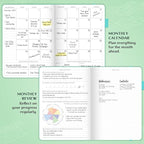 Legend Planner PRO – Deluxe Weekly & Monthly Life Planner to Increase Productivity and Hit Your Goals. Time Management Organizer Notebook – Undated – 7 x 10" Hardcover + Stickers – Mint Green