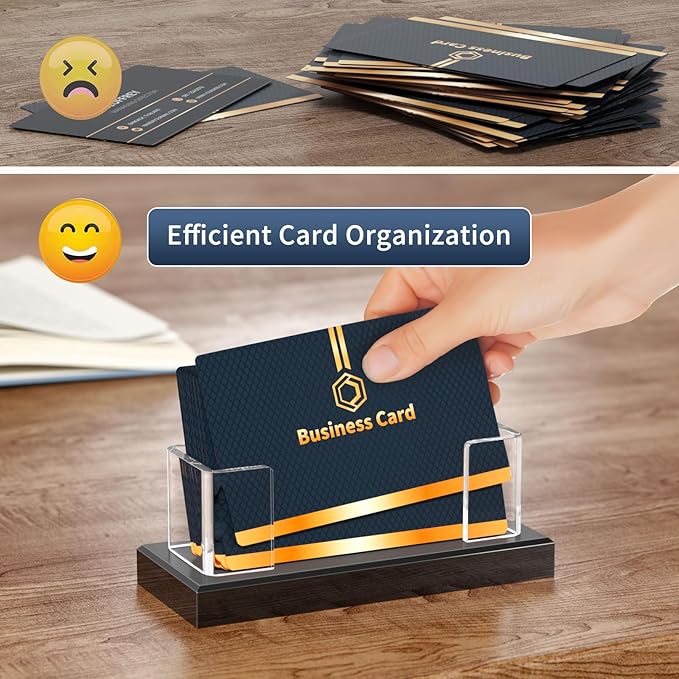 NIUBEE Acrylic Business Card Holder: Clear Plastic Business Cards Display Stand for Desk - Gift Card Organizer for Office 8 Pieces