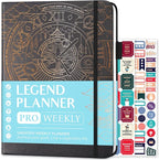 Legend Planner PRO – Deluxe Weekly & Monthly Life Planner to Increase Productivity and Hit Your Goals. Time Management Organizer Notebook – Undated – 7 x 10" Hardcover + Stickers – Mystic Gray