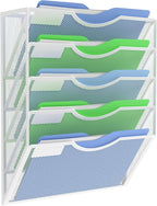 Kuntine.B Wall File Organizer Office Hanging Magazine Holder Wall File Organizer for Office Home (White, 5 Tier)
