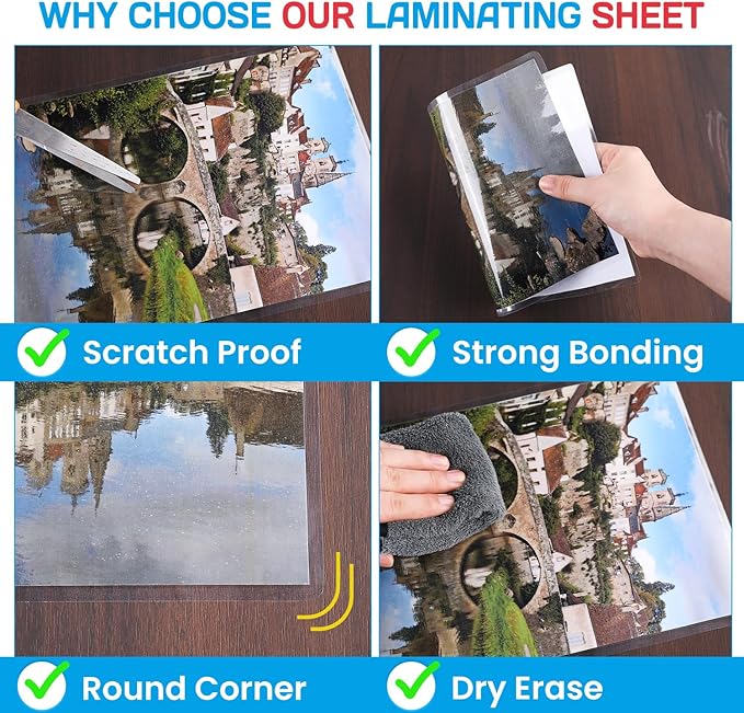 CAREGY 150 Pack Laminating Sheets, Hold 11 x 17 Inch Sheet, 3 Mil Clear Thermal Laminating Pouches 11.5 x 17.5 Inch Lamination Sheet Paper for Laminator, Round Corner