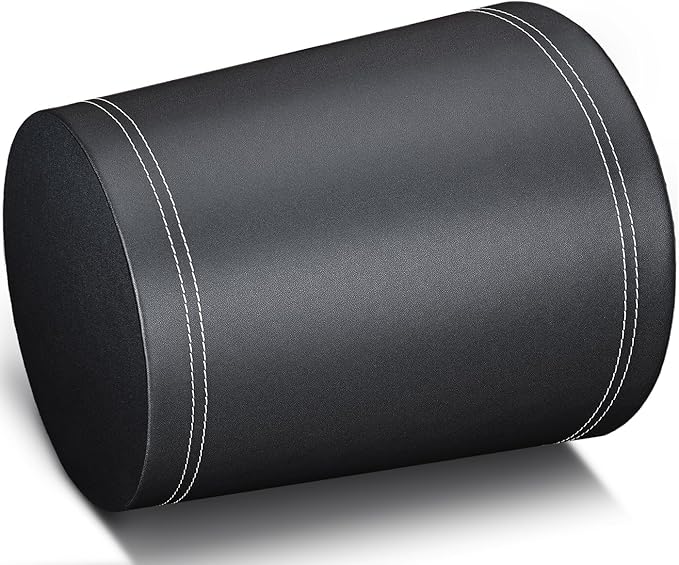 KINGFOM 3 Pack PU Leather Small Office Trash Can Wastebasket, Round Garbage Container Bin for Bathrooms, Powder Rooms, Kitchens, Home, Bedroom, High-Class Hotel, Black