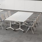 Folding Conference Room Tables 6 Pack, Foldable Modern Mobile Meeting Table Desk Training Table 6FT Large Rolling OfficeTable for Conference Training Classroom (2, 63" * 23.6" * 29.5")
