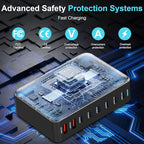 500W USB C Fast Charger Block, 8 Port USB Charging Station, GaN Ⅲ Pro Double 100W PD PPS Port Fast Charging Station for Multiple Devices,Laptop Wall Charger Compatible with MacBook/iPhone 16/iPad etc