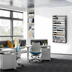 EasyPAG 11 Tier Wall File Holder with Flat Tray, Black | Easy Assemble Mesh Desk File Organizer | 10-Folder Paper Storage | Replaceable Classify Labels | Space Saving Mail Organizer for Office Home