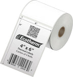 4" x 6" Thermal Labels | 4 Rolls | 1100 Labels | fits Zebra, Munbyn, Rollo, Godex, Arkscan, iDPRT, Offnova Thermal Label Printers and More | Blank White Adhesive Stickers by Ecotherm