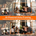 Innex C470 4K Webcam with Microphone, AI Auto-Framing, 5X Digital Zoom, Auto Light Correction, for Zoom, Microsoft Teams, 120 Degree Wide Angle Webcam for PC, Mac, Windows, Video Call, Live Streaming