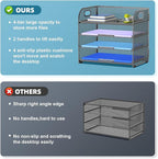 Marbrasse 4 Tier Paper Organizer Letter Tray - Mesh Desk File Organizer with Handle, Paper Sorter Organizer for Letter Office File Folder Holder (Grey, 12.6" x 9.1" x 10.7")