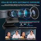 ROCWARE 4K Webcam with Remote, RC16 Computer Camera with Microphone,1080p 60fps FHD,AI Tracking,Privacy Cover, WDR,110°FOV,8X Digital Zoom,Streaming Camera for PC/Meeting/Teaching/Zoom