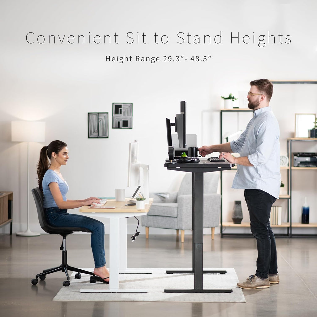 VIVO Electric 60 x 24 in Standing Desk, Memory Height Adjustment, 1B Series, One-Piece White Top, Gray Frame, DESK-KIT-1G6W