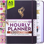 Hourly Planner - Undated Daily, Weekly & Monthly Planner with Budget Section | A 12 Month Journey to Increase Productivity & Happiness | Life Organizer & Gratitude Journal - Vertical Format