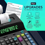 CATIGA 12 Digit Thermal Printing Calculator with Tape Print Out, Ink-Free Adding Machine, 5X Faster Quite at 8.0 LPS, Extra Large Fluorescent Display, Tax Calculation with Clock and Calendar, SP-2401