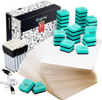 Dry Erase Lapboards 32 Pack, Double-Sided Small White Board for Classroom Student, 9"x12" Portable Dry Erase Board Bulk, Mini Whiteboard with 36 Pens, 36 Erasers & 36 Pen Holders, for Teacher Supplies