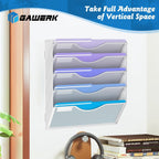 5 Tier Hanging Wall File Organizer, Mesh Mail Paper Orgnization Hanging File Folder Holder for Home Office, White