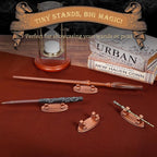 4PCS Resin Pen Holders Wizard Magic Wand Display Stands Mini Holders for Pencil Desk Decor Collection, 2.8'' L×1.1'' W× 0.9'' H, Rosegold