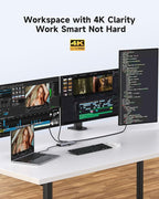 USB C Docking Station 3 Monitors 4K@60Hz, 14-in-1 Laptop Docking Station with 2 HDMI 4K@60Hz, DP 8K@30Hz/ 4K@144Hz, 3 USB 3.0, 2 USB 2.0, RJ45, Audio, PD 100W, USB-C HUB for Windows Laptop Accessories
