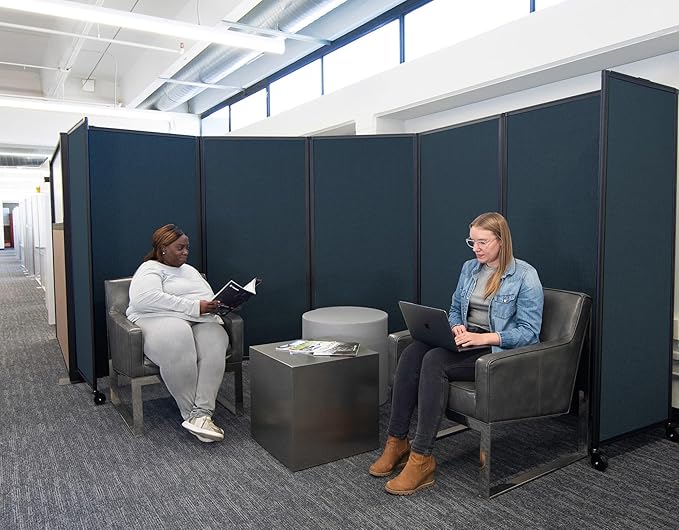 Versare Room Divider 360 Portable Wall Partition | Folding Panels | Large Freestanding Divider | Locking Wheels | Temporary Room Separator