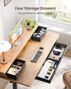 ErGear Electric Standing Desk with 4 Drawers, 63" x 30" Height Adjustable Desk with Storage, C-Clamp Mount Compatible, Computer Home Office Table with Cable Management Tray, Vintage Brown