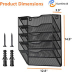 Kuntine.B Wall File Organizer Office Hanging Magazine Holder Wall File Organizer for Office Home (Black, 5 Tier)