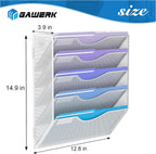 5 Tier Hanging Wall File Organizer, Mesh Mail Paper Orgnization Hanging File Folder Holder for Home Office, White
